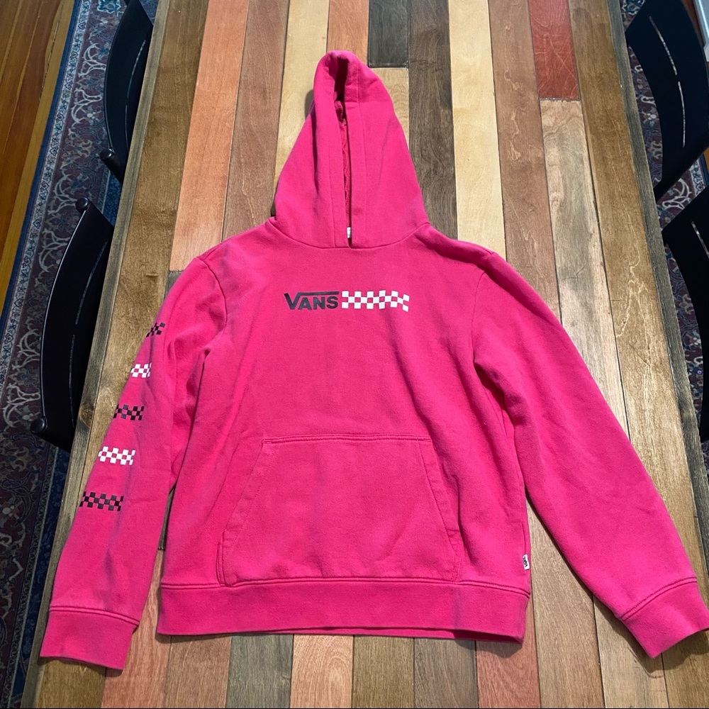 Girls L Pink Checker Vans Hoodie Large